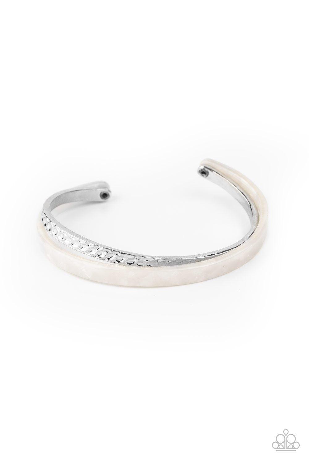 Paparazzi Accessories-HAUTE On The Trail - White Bracelet