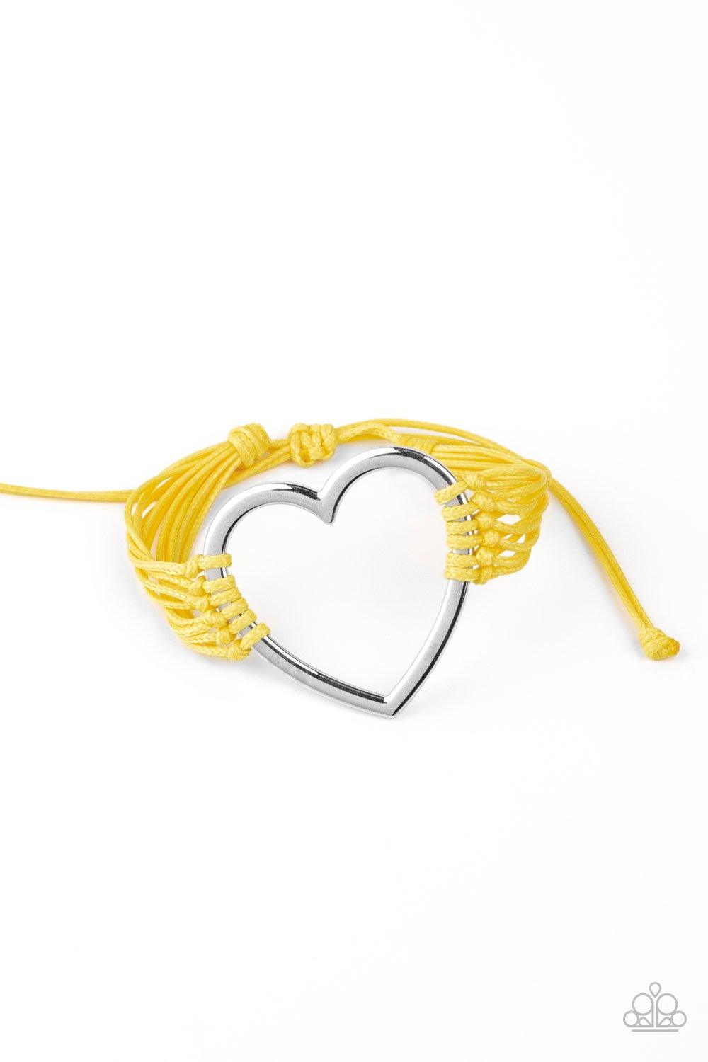 Paparazzi Accessories-Playing With My HEARTSTRINGS - Yellow Bracelet