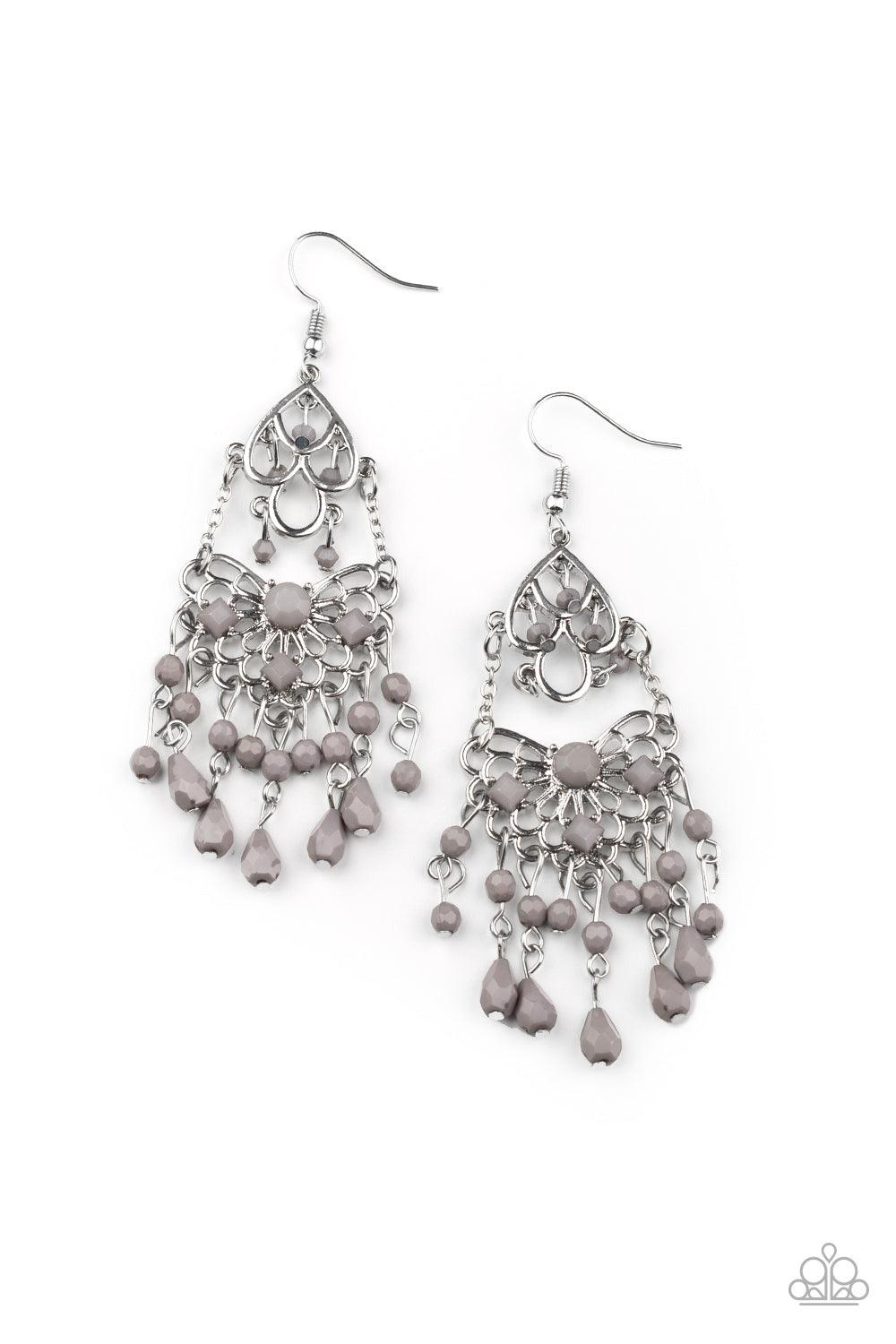 Paparazzi Accessories-Glass Slipper Glamour - Silver Earrings