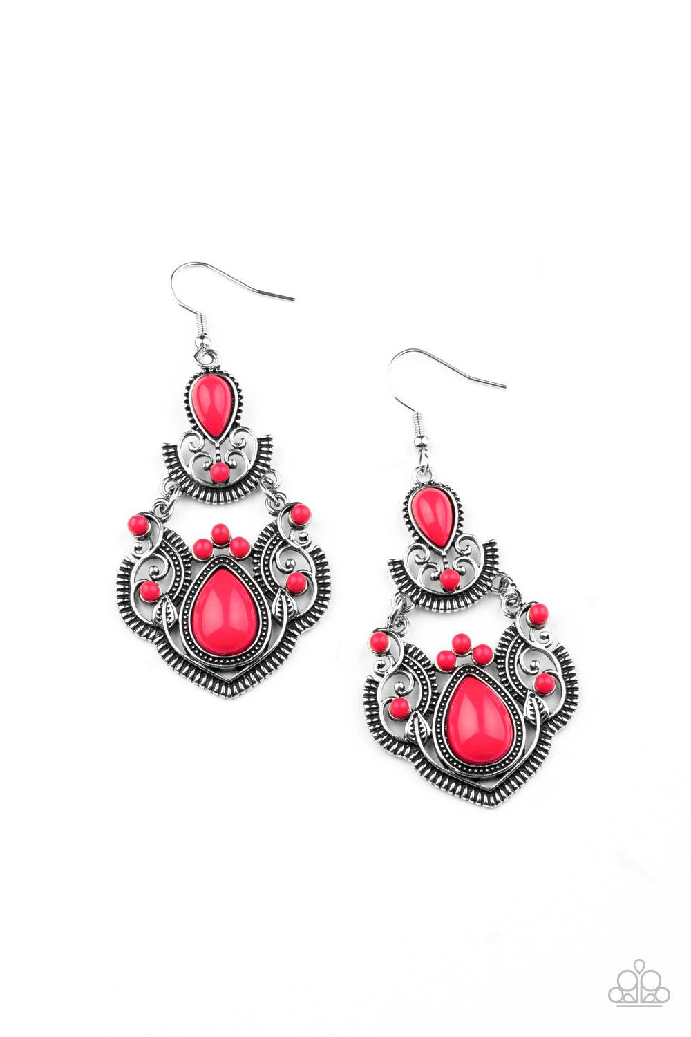 Paparazzi Accessories-Palm Tree Tiaras - Pink Earrings