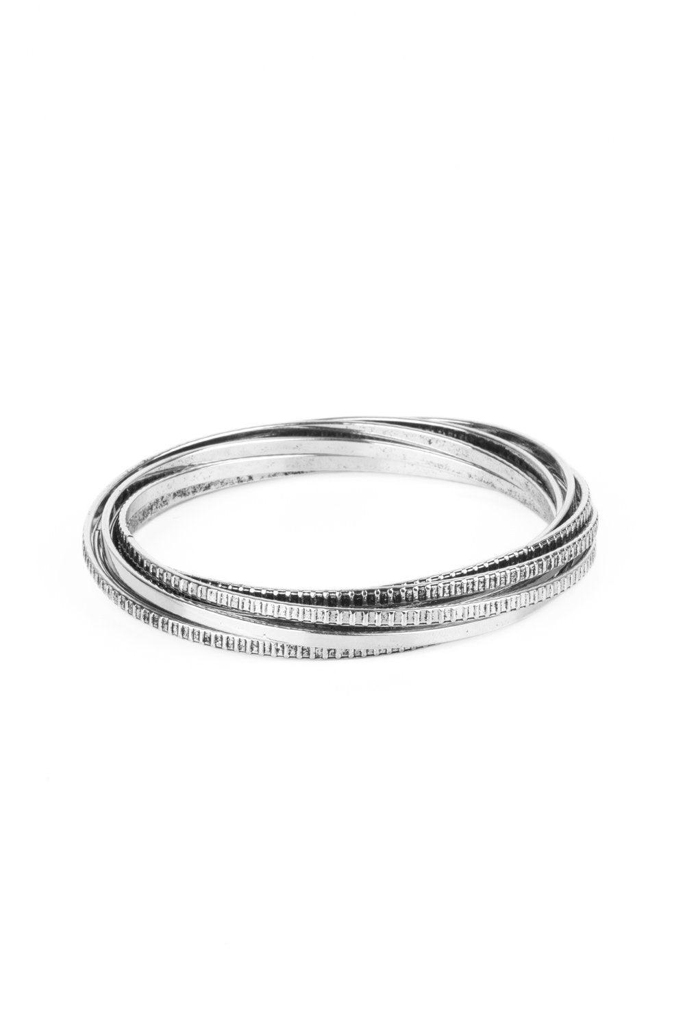 Paparazzi Accessories-Trending in Tread - Silver Bracelets