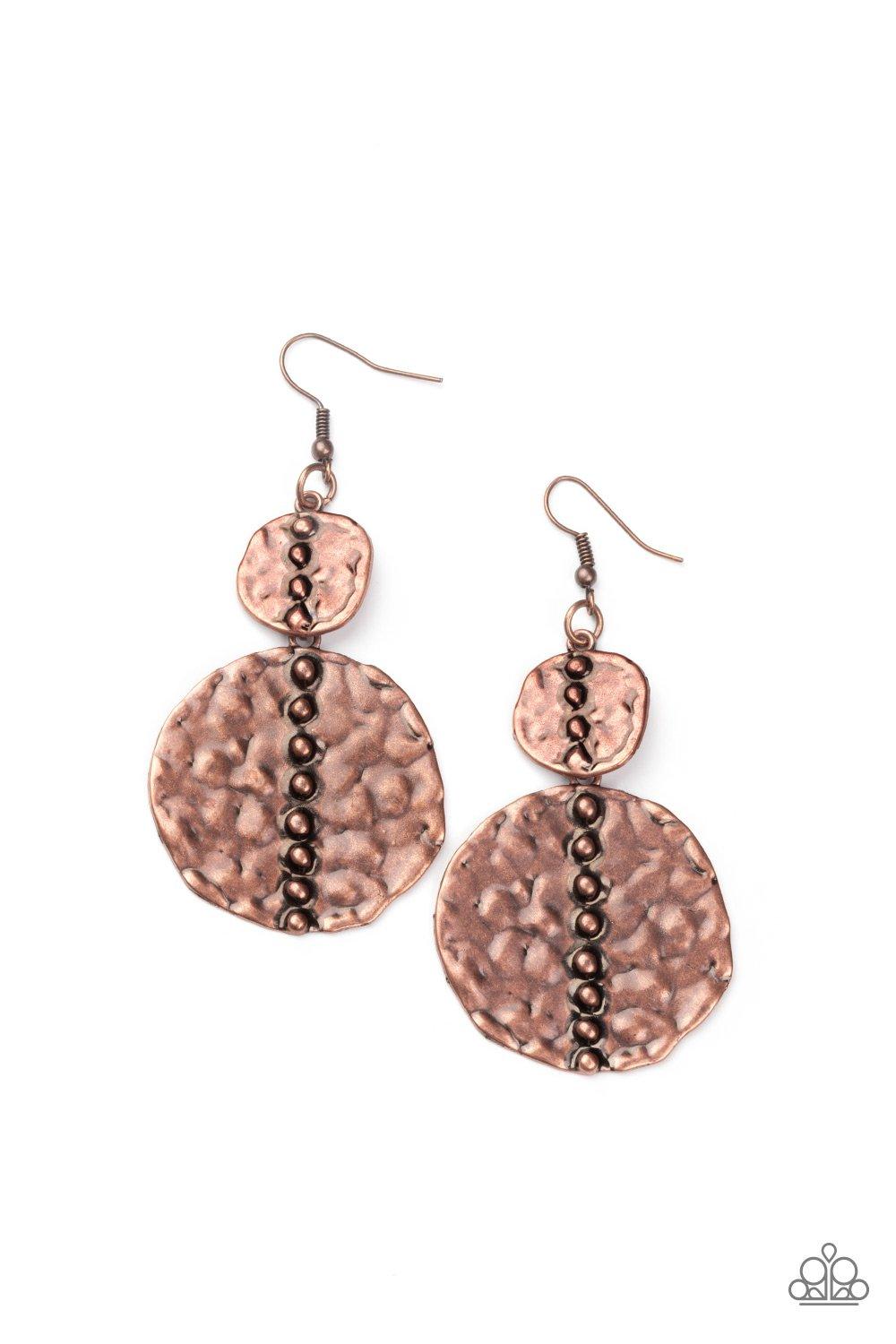 Paparazzi Accessories-Metro Metalhead - Copper Earrings