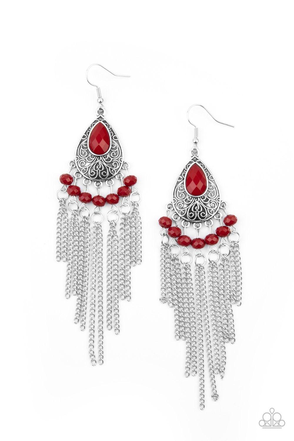 Paparazzi vAccessories-Floating on HEIR - Red Earrings
