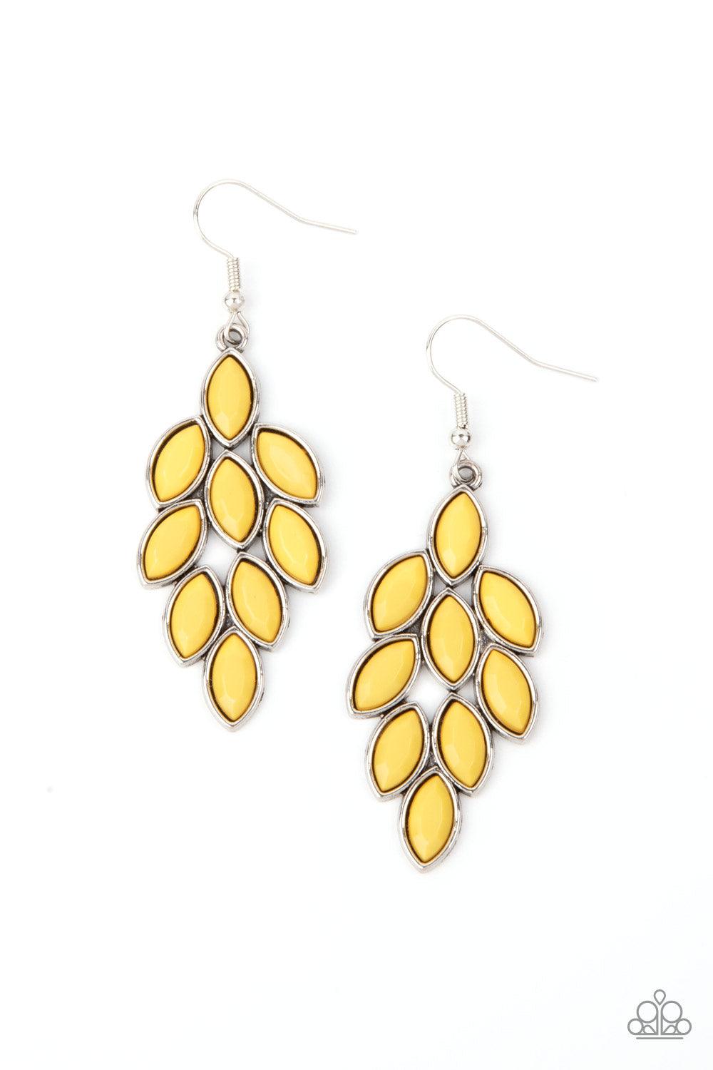 Paparazzi Accessories-Flamboyant Foliage - Yellow Earrings