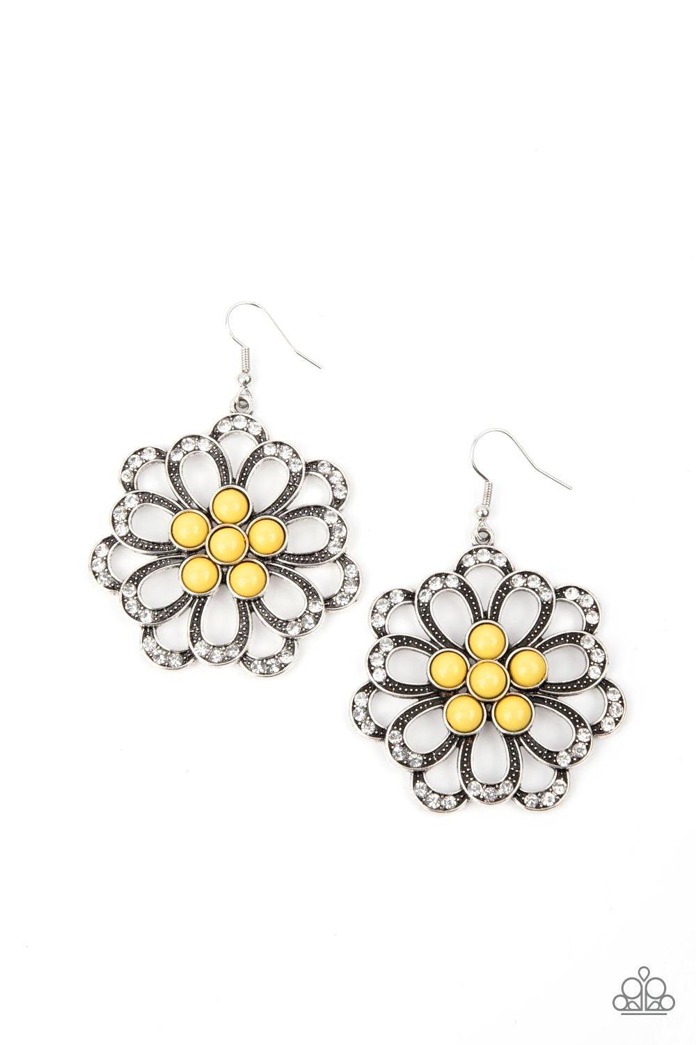 Paparazzi Accessories-Dazzling Dewdrops - Yellow Earrings