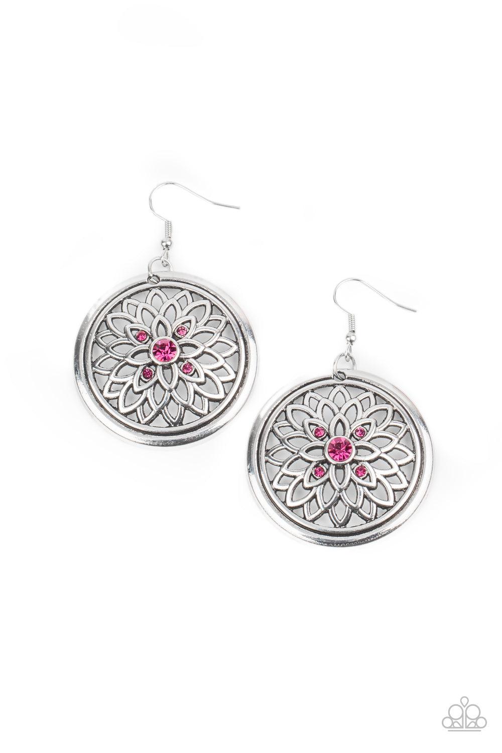 Paparazzi Accessories-Mega Medallions - Pink Earrings