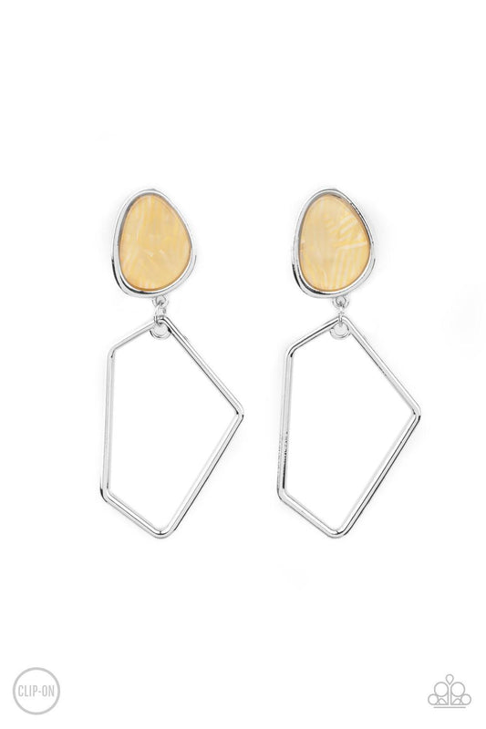 Retro Reverie Yellow Clip On Yellow Earrings - Jewelry by Bretta
