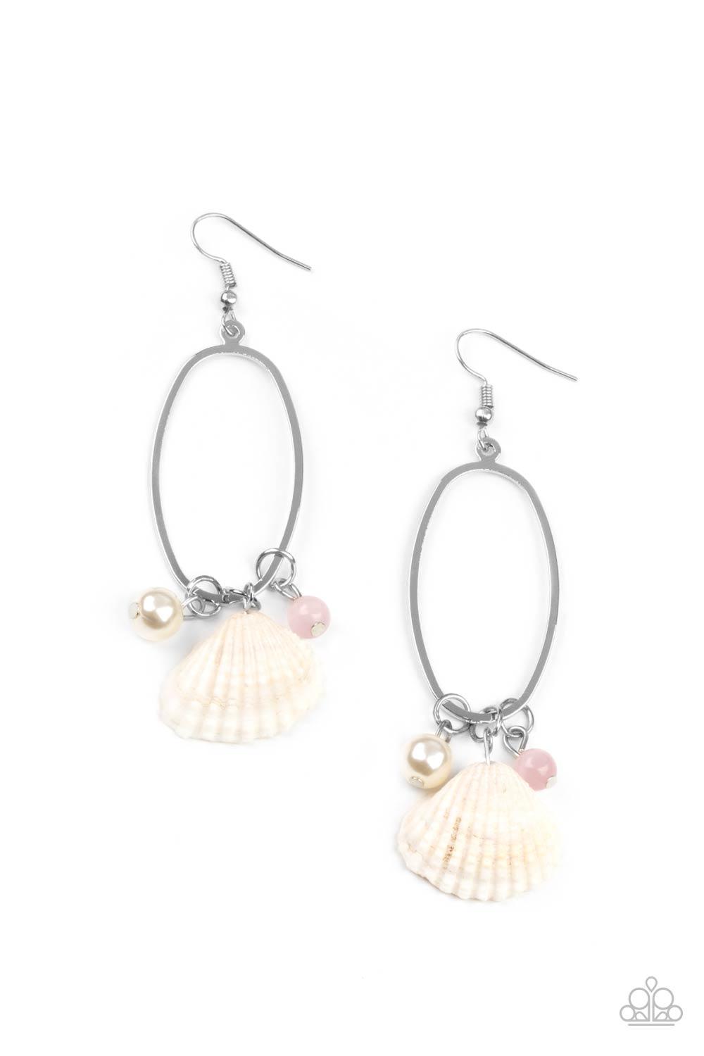 Paparazzi Accessories-This Too SHELL Pass - Pink Earrings