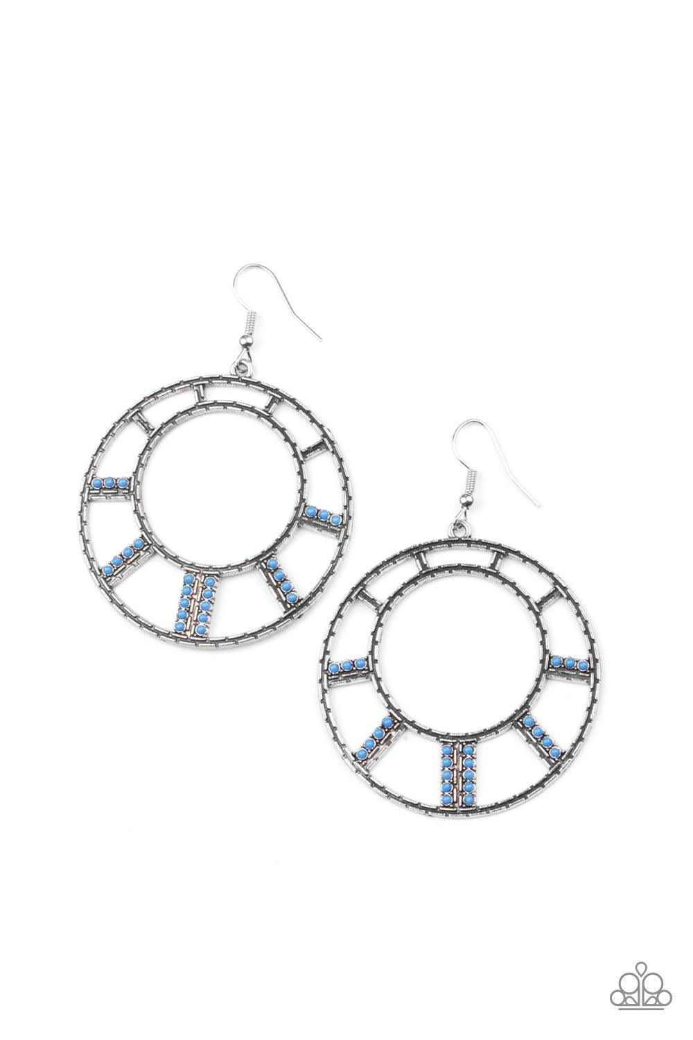 Paparazzi Accessories-Fleek Fortress - Blue Earrings