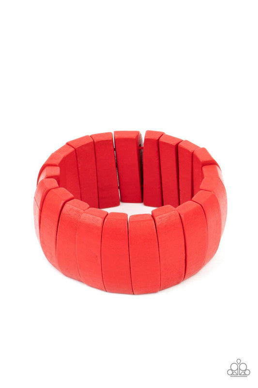 Raise The BARBADOS Red Wooden Bead Stretch Bracelet - Bracelets from Jewelry by Bretta