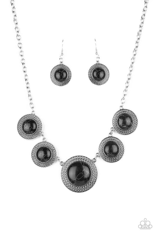 Circle The Wagons Black Stone Silver Statement Necklace - Jewelry from Jewelry by Bretta