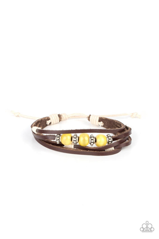 Homespun Radiance adjustable yellow and silver bracelet