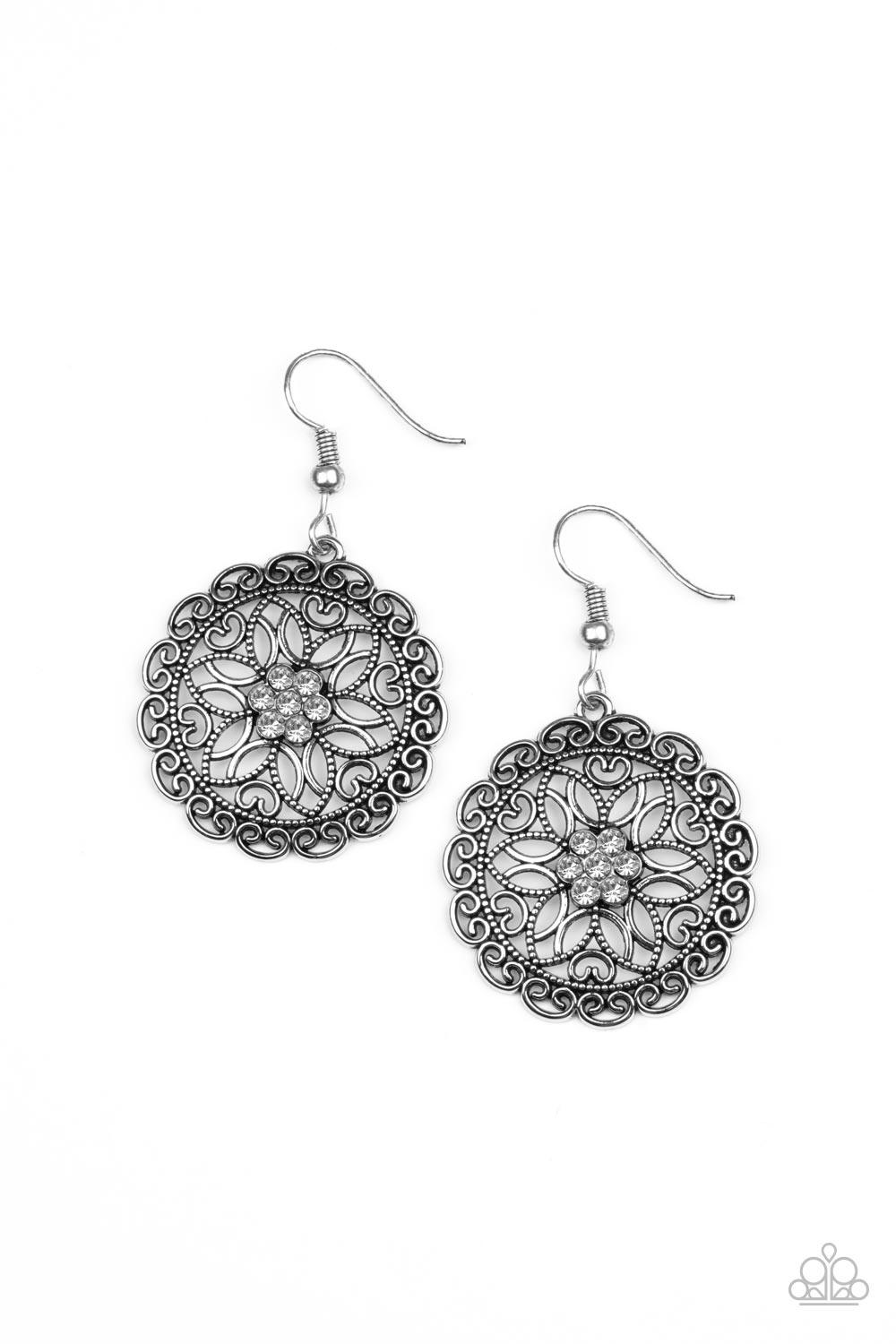 Flower Shop Sparkle White Earrings - Jewelry by Bretta