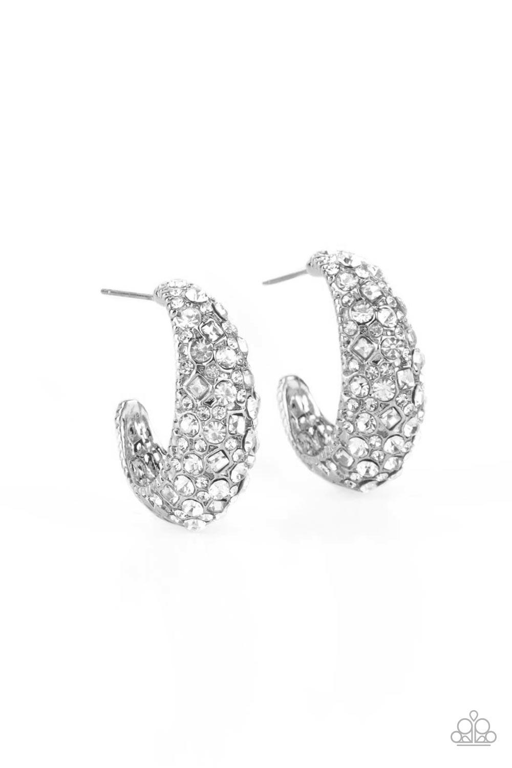 Glamorously Glimmering White Earrings - Jewelry by Bretta