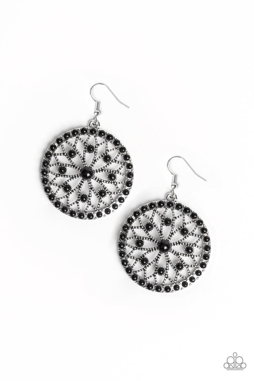 Paparazzi Accessories-Merry Mandalas - Black Earrings