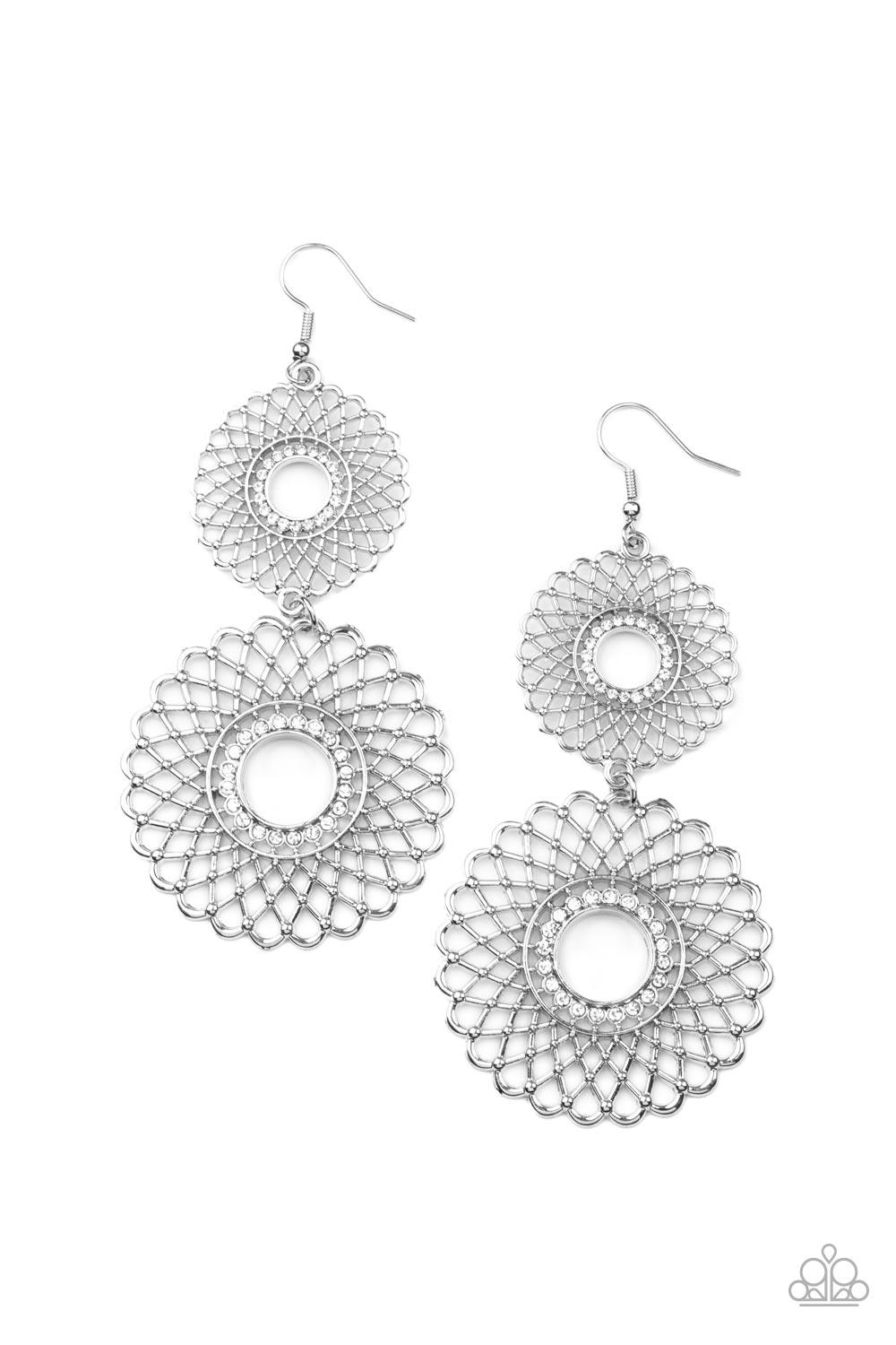 Regal Roulette White Earrings - Jewelry by Bretta