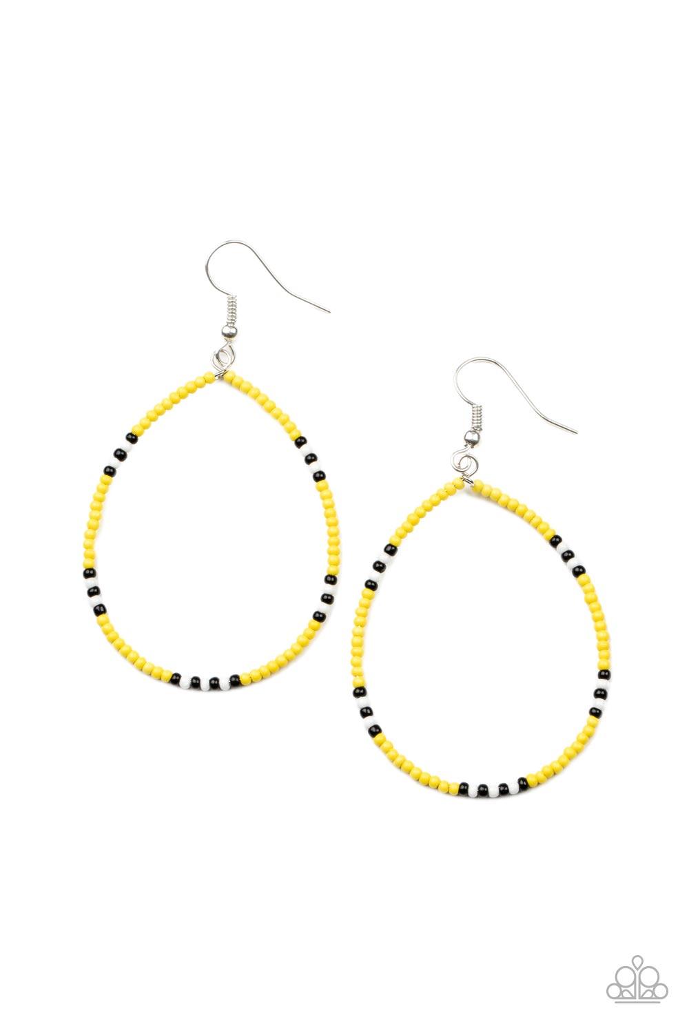 Keep Up The Good BEADWORK Yellow Earrings - Jewelry by Bretta