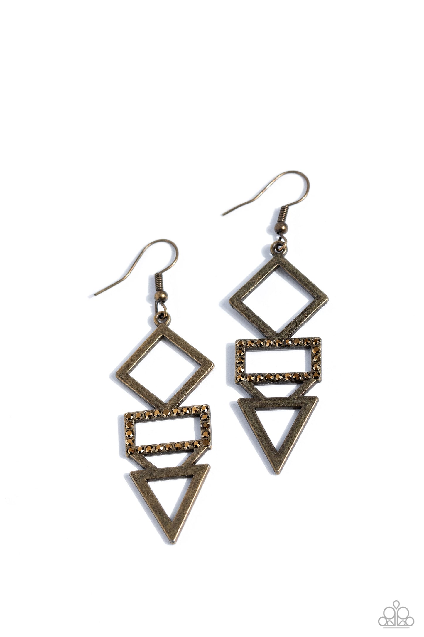 Glamorously Geometric Brass Earrings - Jewelry by Bretta