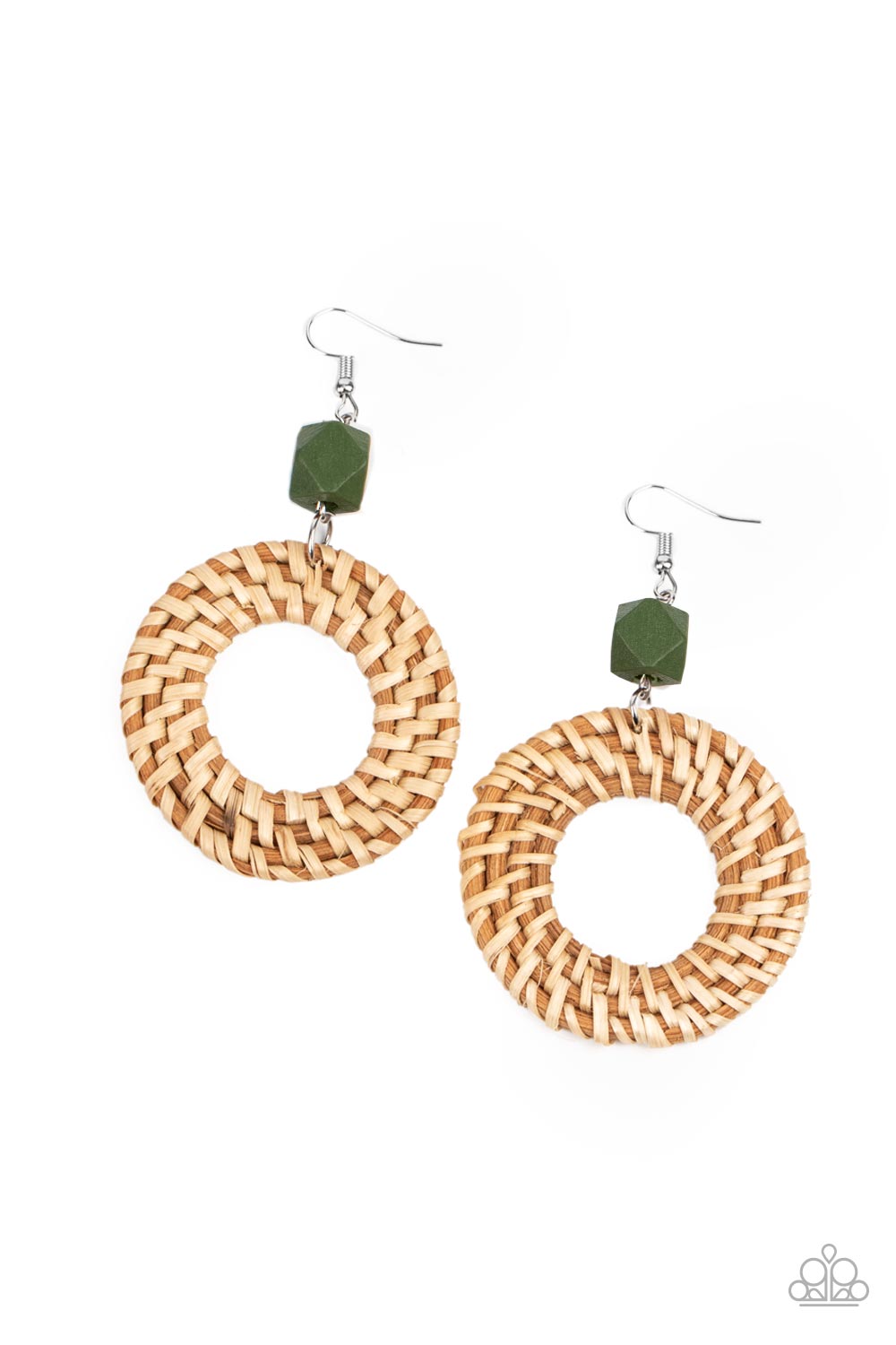 Wildly Wicker Green Earrings - Jewelry by Bretta