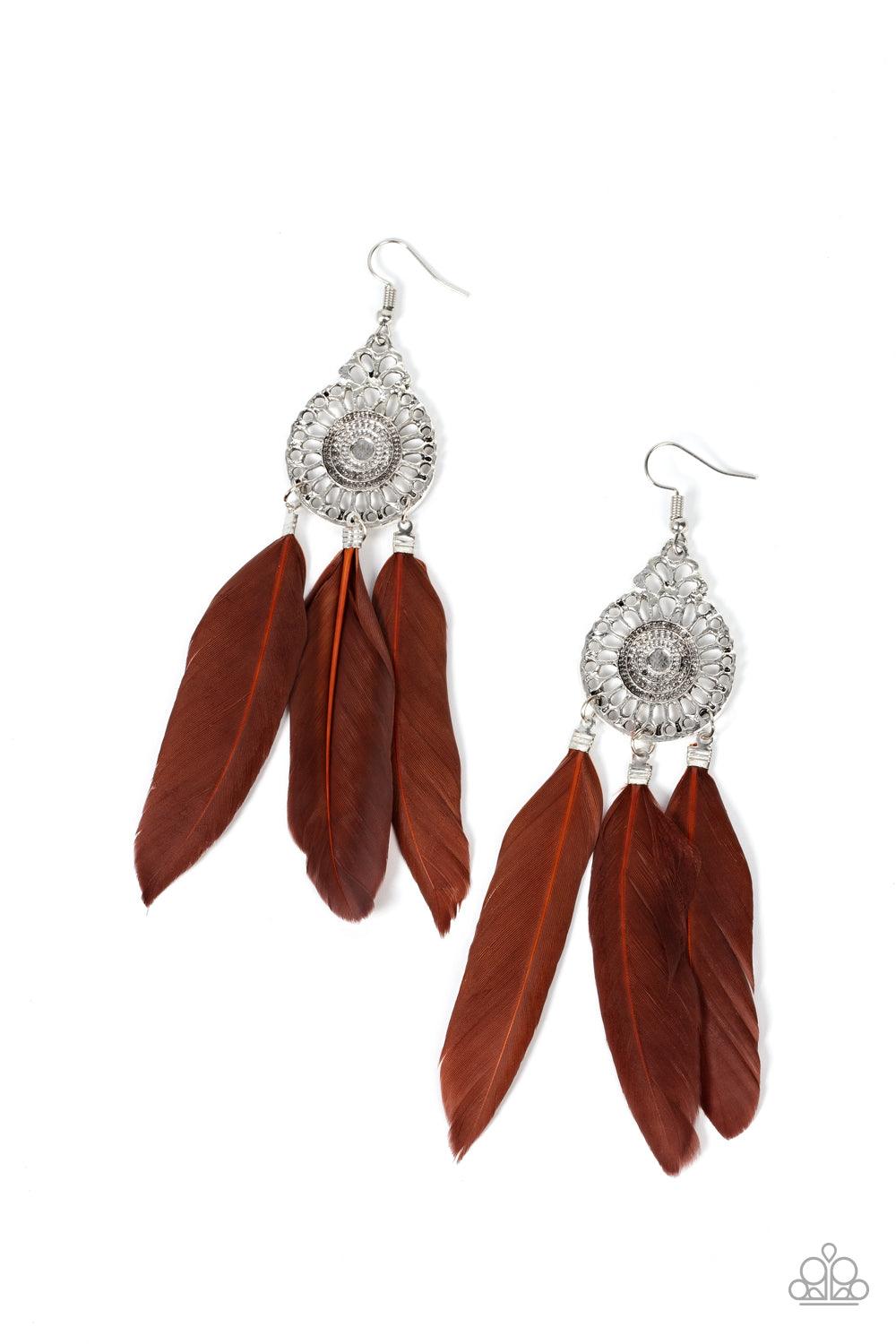 Pretty in PLUMES Brown Earrings - Jewelry by Bretta