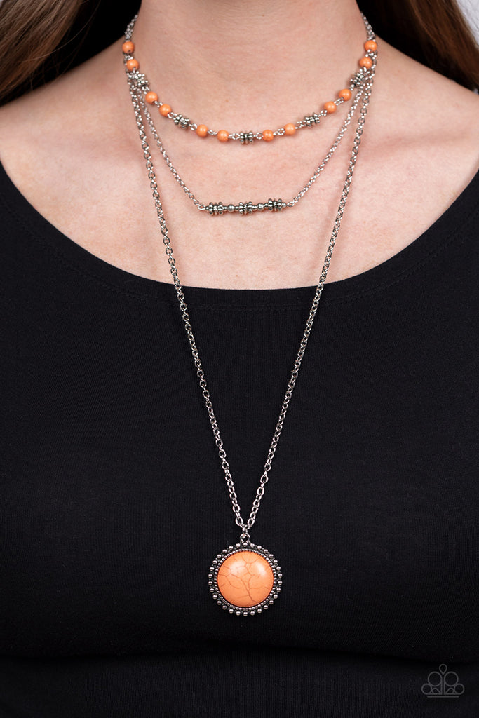 Stone aura deals orange necklace paparazzi