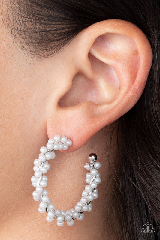 Yacht Royale White Hoop Earrings - Jewelry by Bretta