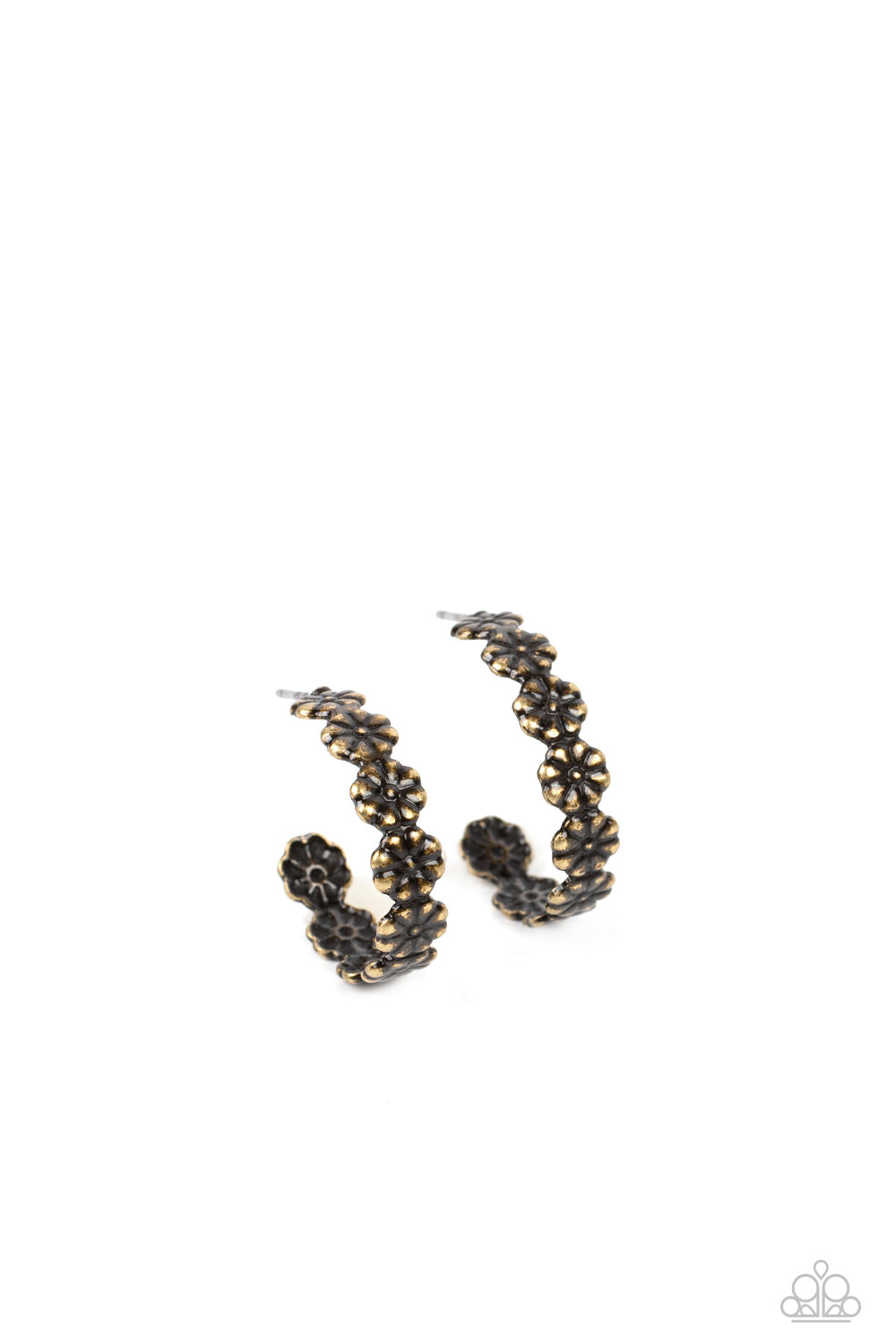 Floral Fad Brass Hoop Earrings - Jewelry by Bretta