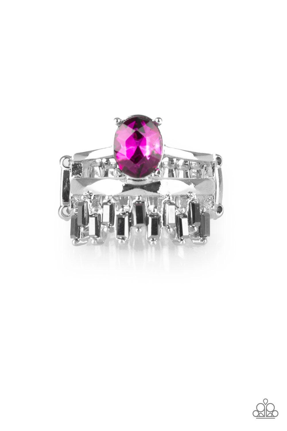 Paparazzi Accessories-Crowned Victor - Pink Ring - jewelrybybretta