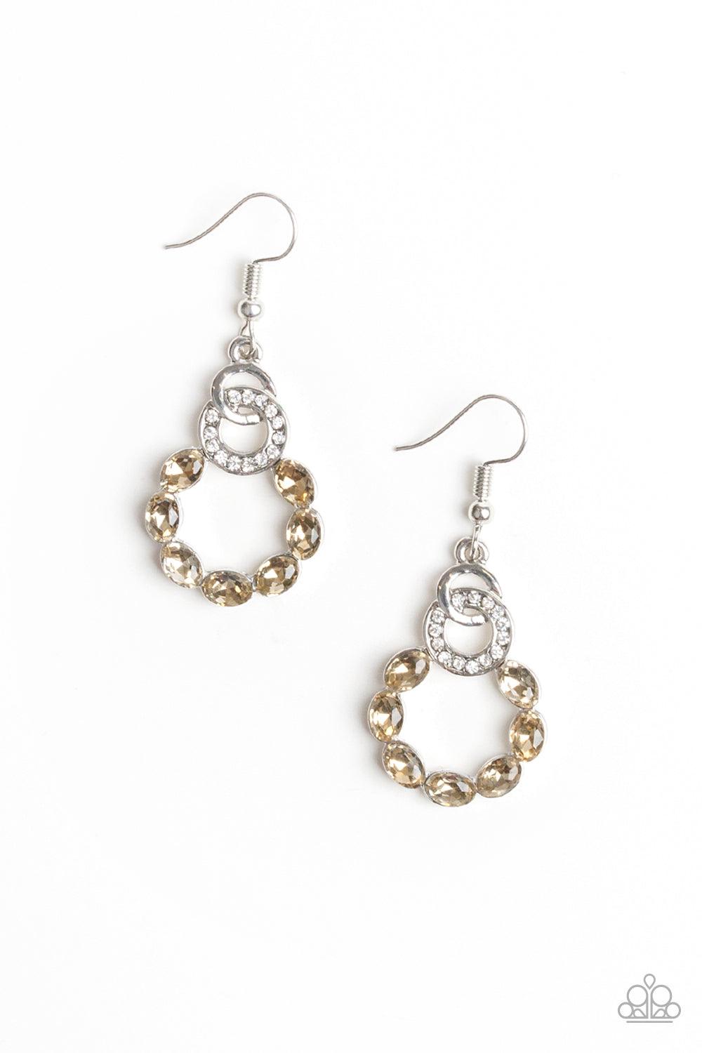 Paparazzi Accessories-Diamond Deluxe - Brown Earrings - jewelrybybretta