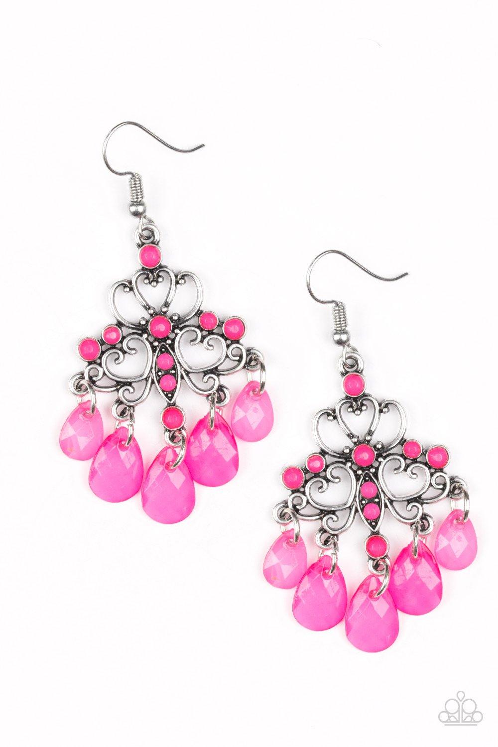 Paparazzi Accessories-Dip It GLOW - Pink Earrings