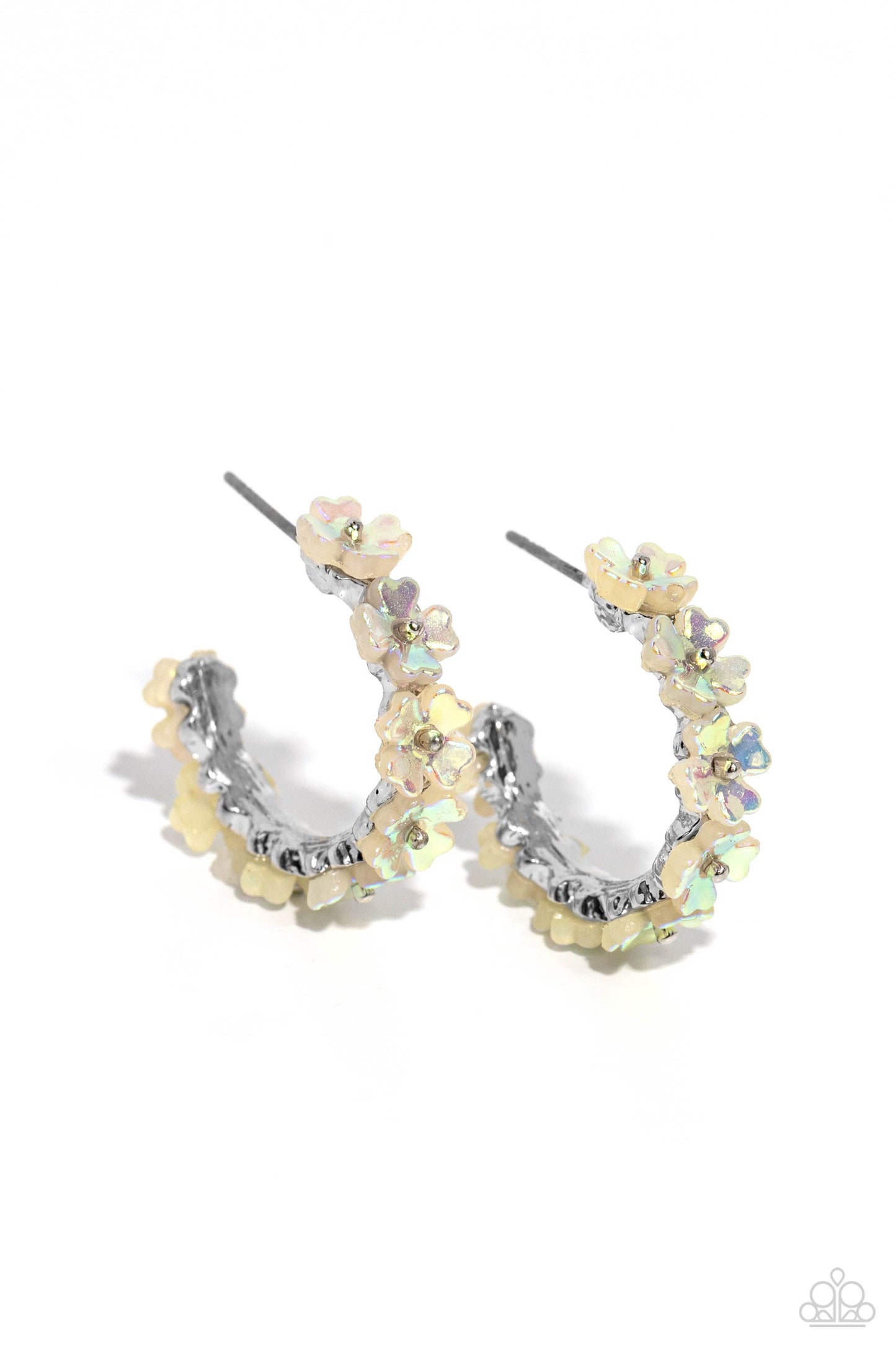 Floral Focus White Earrings - Jewelry by Bretta