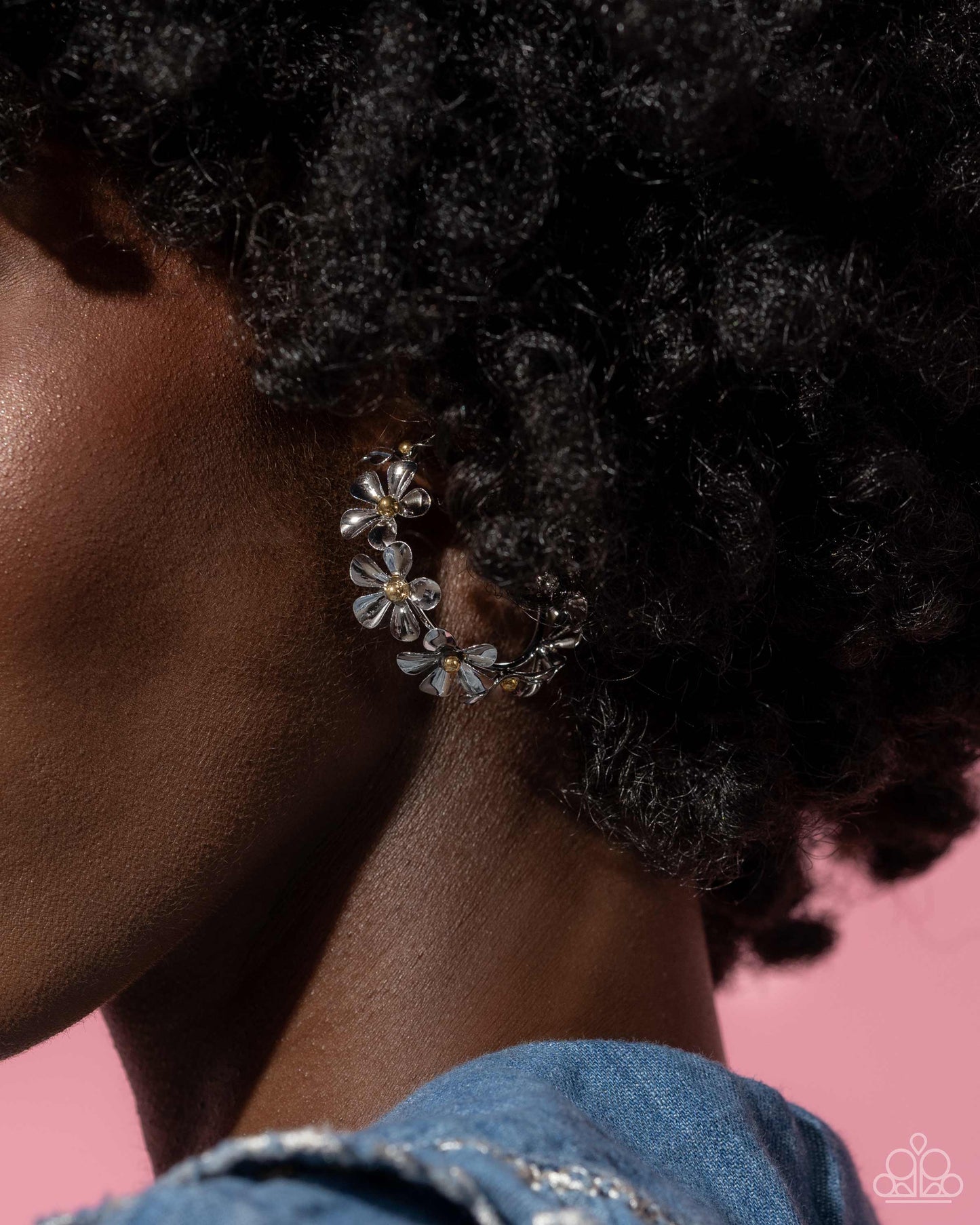 Floral Flamenco Silver flower Hoop Earrings - Jewelry by Bretta