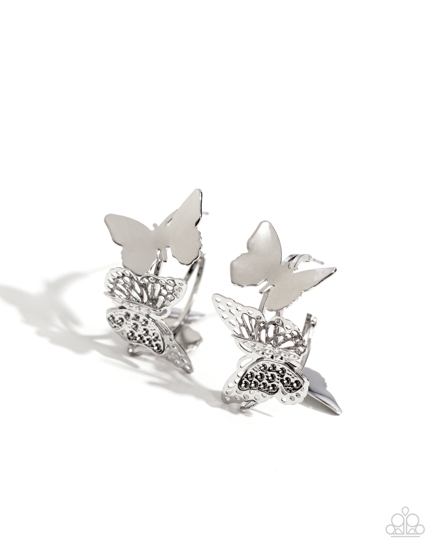 No WINGS Attached Silver Hoop Butterfly Earrings - Jewelry by Bretta