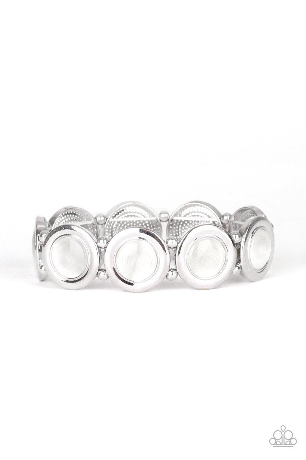 Paparazzi Accessories-Muster Up The Luster - White Stretch Bracelets