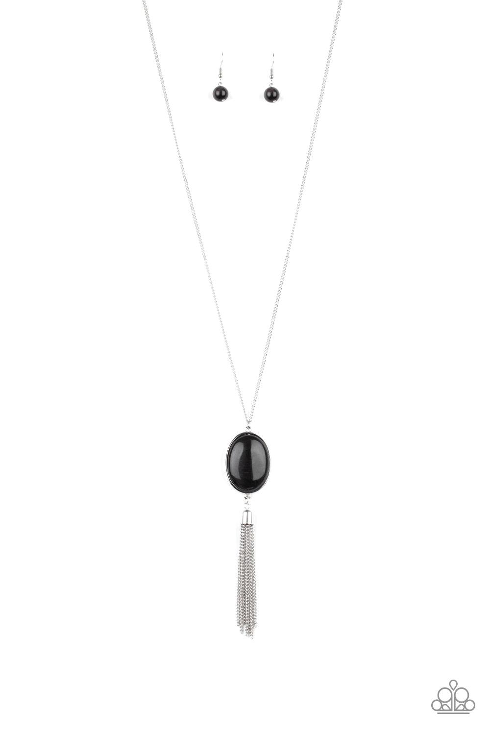 Paparazzi Accessories-Tasseled Tranquility - Black Necklace - jewelrybybretta