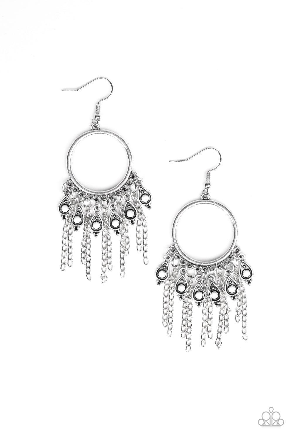 Paparazzi Accessories-Very Vagabond - White Earrings