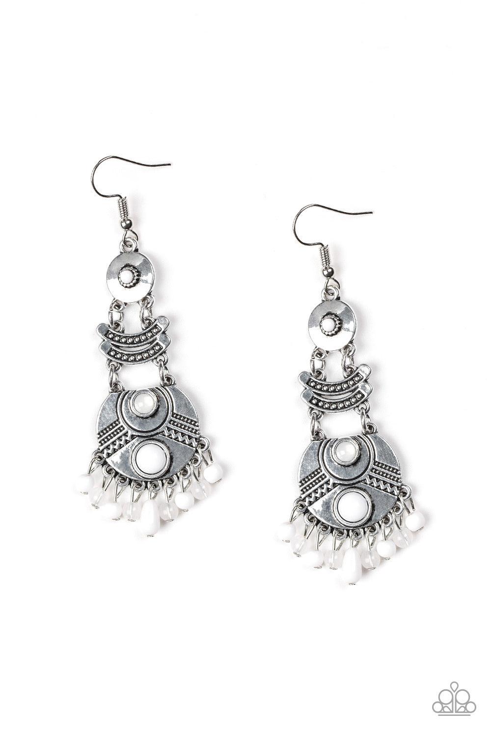Paparazzi Accessories-Tropic Tribe - White Earrings
