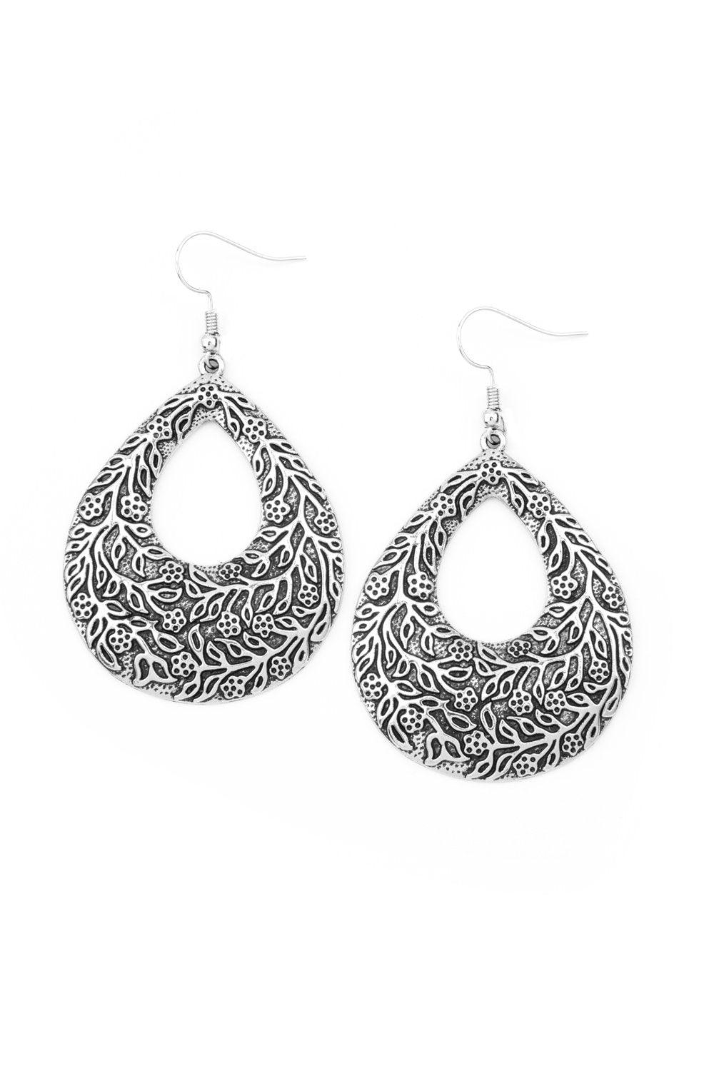 Paparazzi Accessories-Flirtatiously Flourishing - Silver Earrings