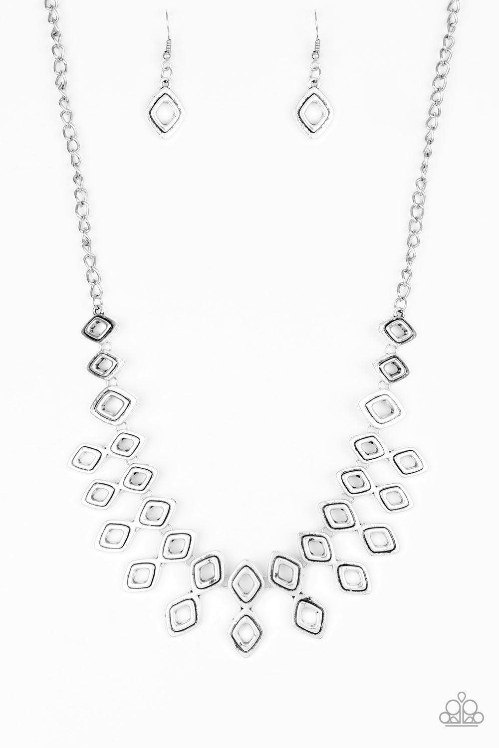 Paparazzi Accessories-Geocentric - Silver Necklace