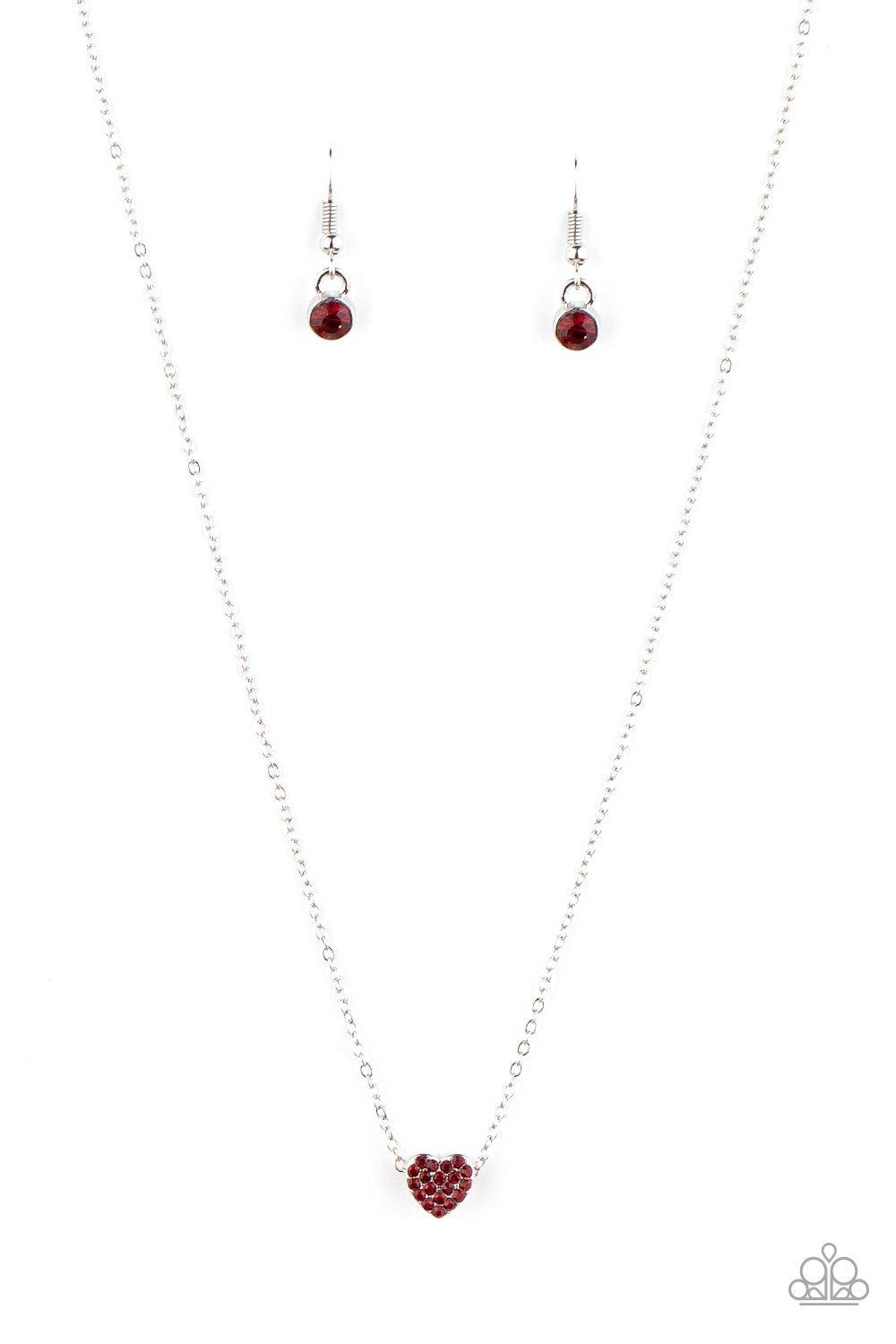 Paparazzi Accessories-Hit Em Where It HEARTS - Red Necklace