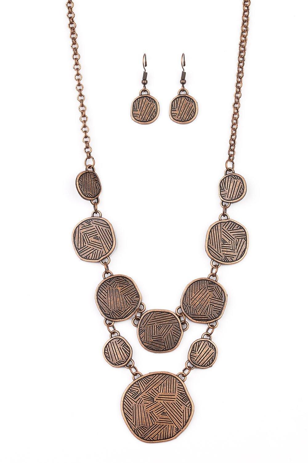 Paparazzi Accessories-Metallic Patchwork - Copper Necklace
