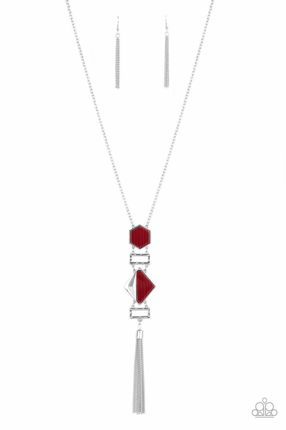 Paparazzi Accessories-STRIPE Up a Conversation - Red Necklace