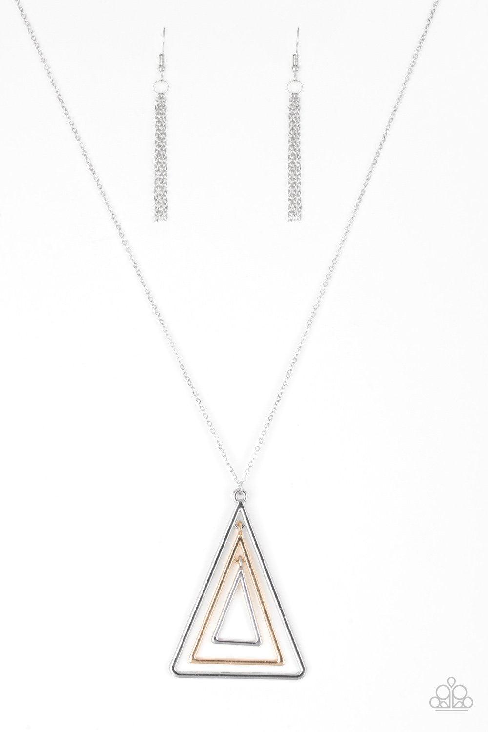 Paparazzi Accessories-TRI Harder - Silver Necklace