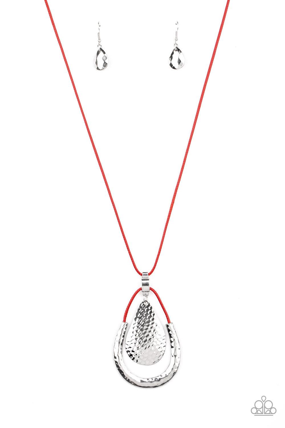 Paparazzi Accessories-Texture Trekker - Red Necklace