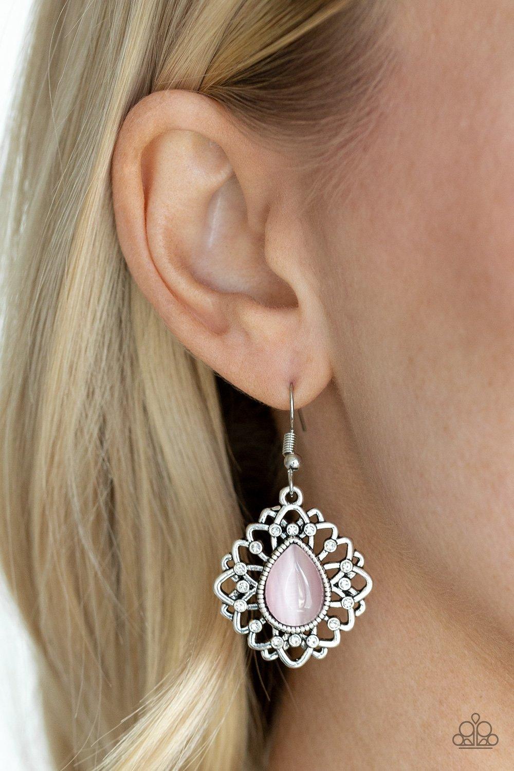 Paparazzi Accessories-Totally GLOWN Away Pink Earrings