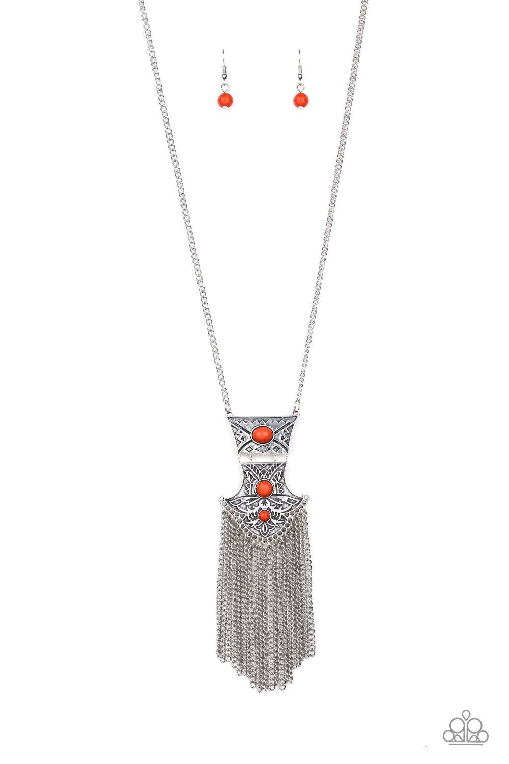 Paparazzi Accessories-Totem Tassel - Orange Necklace