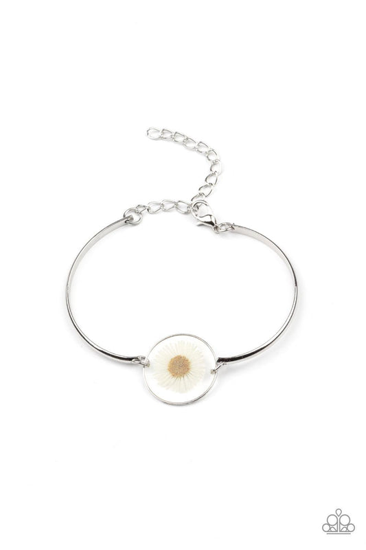 Cottage Season White Daisy Silver Bracelet - Bracelets from Jewelry by Bretta