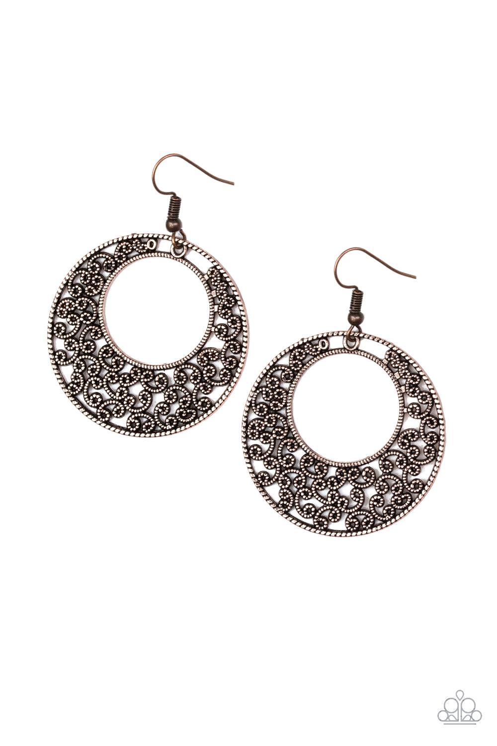 Paparazzi Accessories-Wistfully Winchester - Copper Earrings