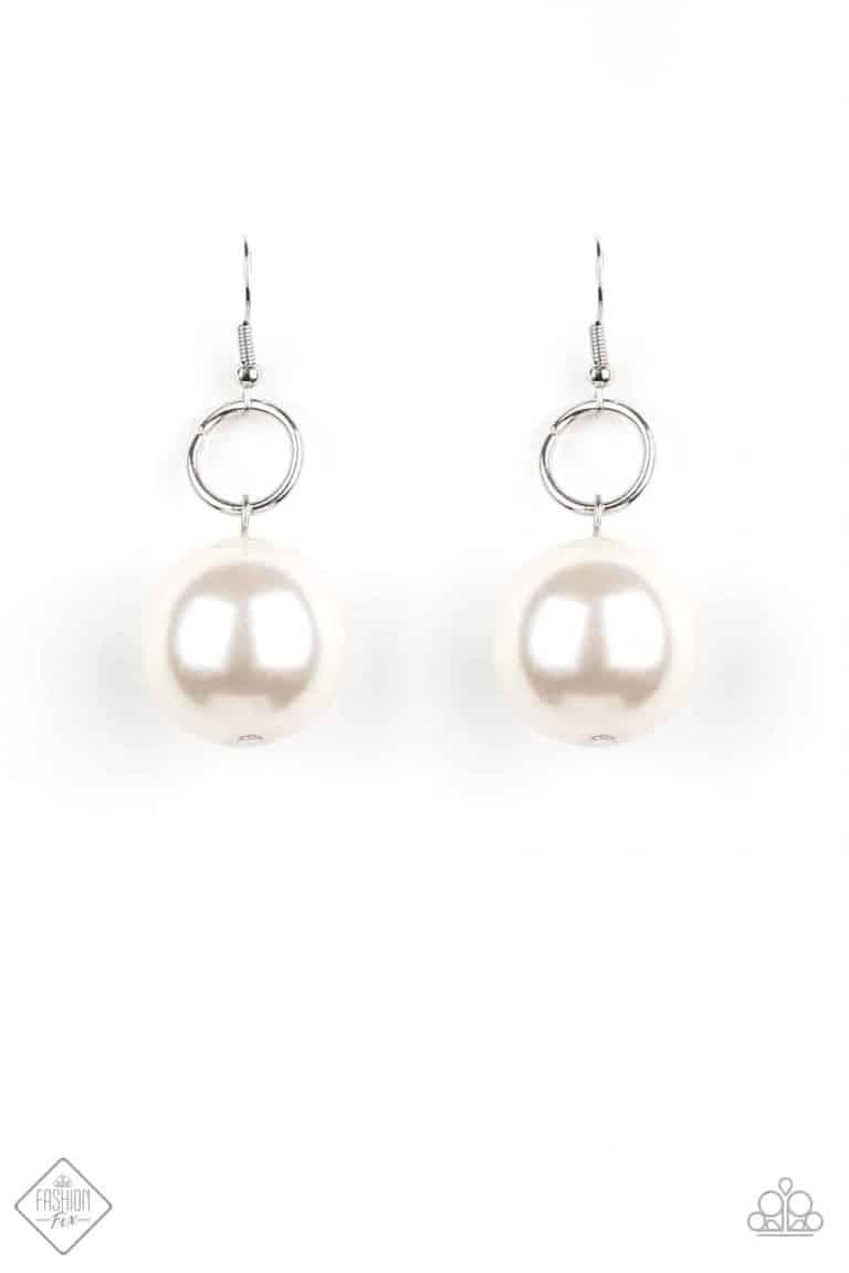 Paparazzi Accessories-Wall Street Welcome Party - White Earrings