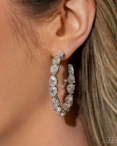 Presidential Pizzazz White Hoop Earrings - Jewelry by Bretta